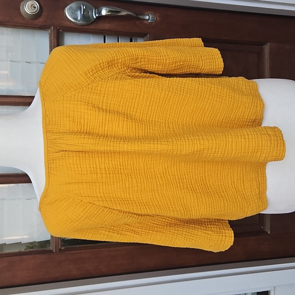Madewell Mustard 3/4 Sleeve Gauze Raglan Blouse - Picture 2 of 4